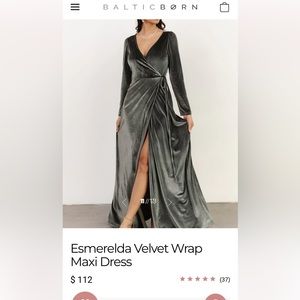 Baltic Born: Esmerelda Velvet Wrap Maxi Dress - Eucalyptus - M